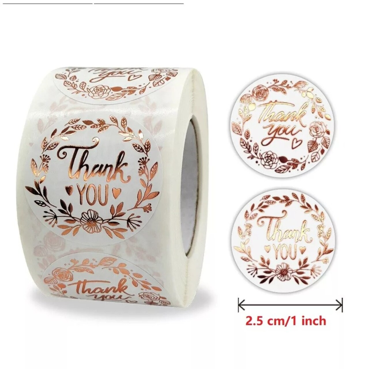 Thank You Label Stickers 500Pcs Round Rose Gold for Small Business Labels Decals